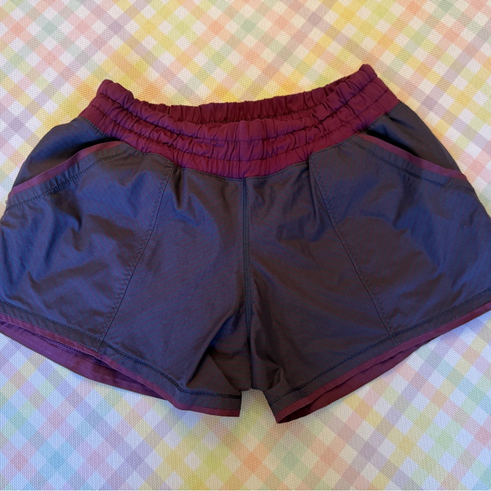 lululemon athletica Women's Burgundy and Gray Athletic Shorts